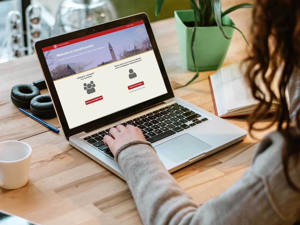 A person interacts with the login screen for CornellConnect.
